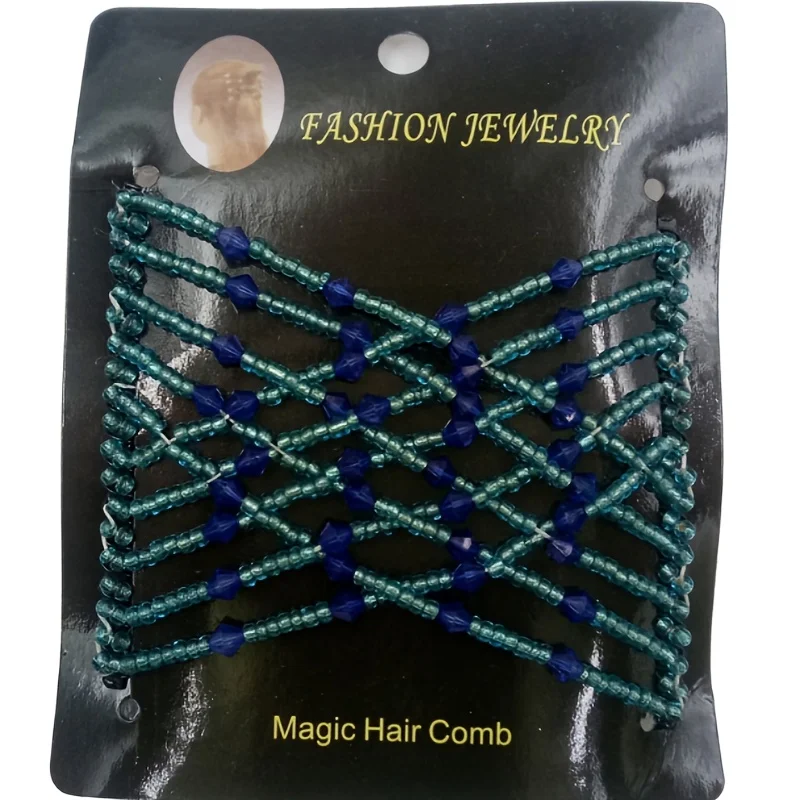 4-teiliges Set Magische Kämme, Elastische Perlen-Doppelkamm-Haarspangen, Retro-Stil Nahtloser Gabelkamm, Multifunktionale Dehnbare Haarspangen – Detail 6