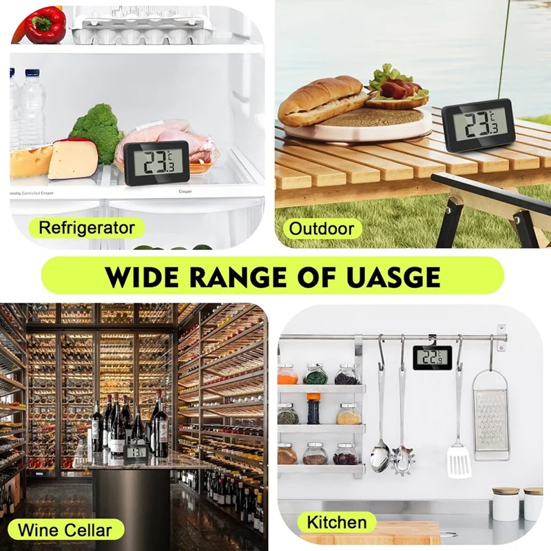 ABAE-Fridge Thermometer, 2 шт., цифровой холодильник с морозильной камерой, кухонный термометр для использования в помещении, водонепроницаемый, большой ЖК-дисплей