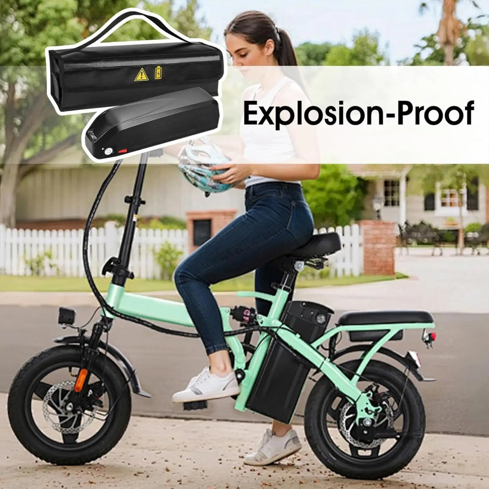 

Electric Bike Battery Bag ExplosionproofSafe Large Capacity Fireproof Lithium Battery Protective Case For Battery Charging Black