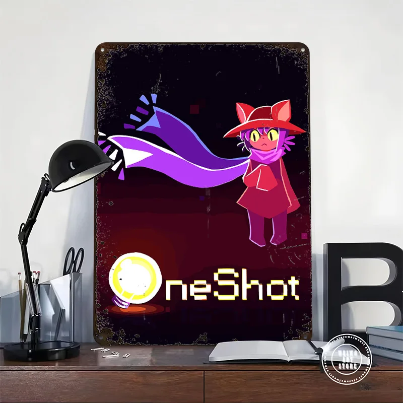 OneShot Game Character Poster Customized Vintage Metal Signs Wall Art Retro Tin Plaque for Home Decoration Gaming Decor Room