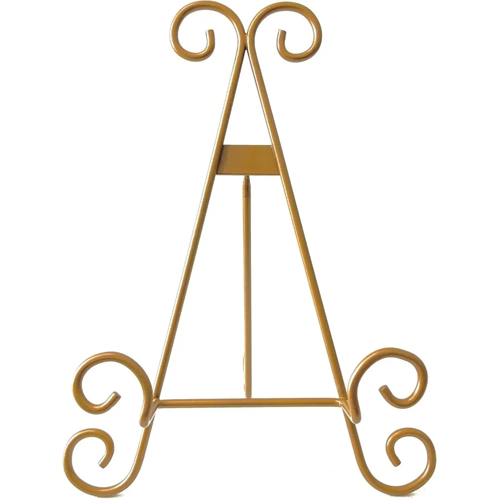 gold easel, tabletop plate and art holder, (gold, 12") (multiple sizes)