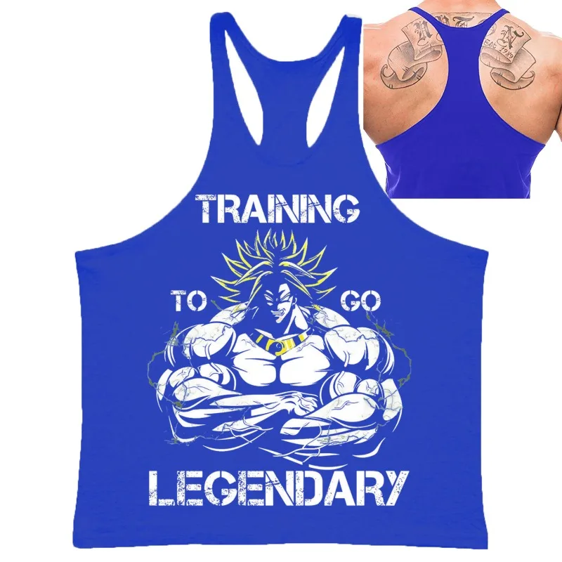 Kaus Tanpa Lengan Pria Fitness Gambar Karakter Anime Broli GYM Rompi Periferal Dragon Ball Sejuk Musim Panas Pakaian Trendi