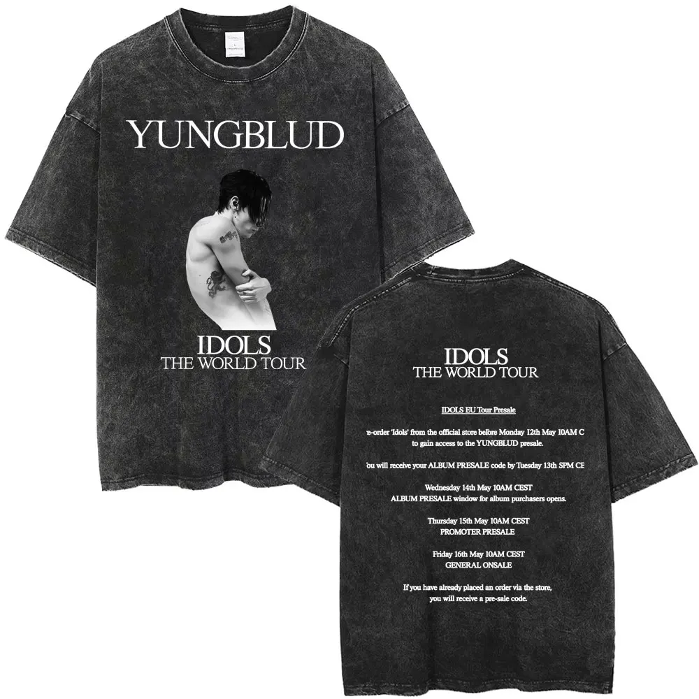 

Washed Vintage Yungblud IDOLS The World Tour 2025 T-shirt Men Women Rock Fashion Pop Music T-shirts Casual Cotton Retro T Shirt