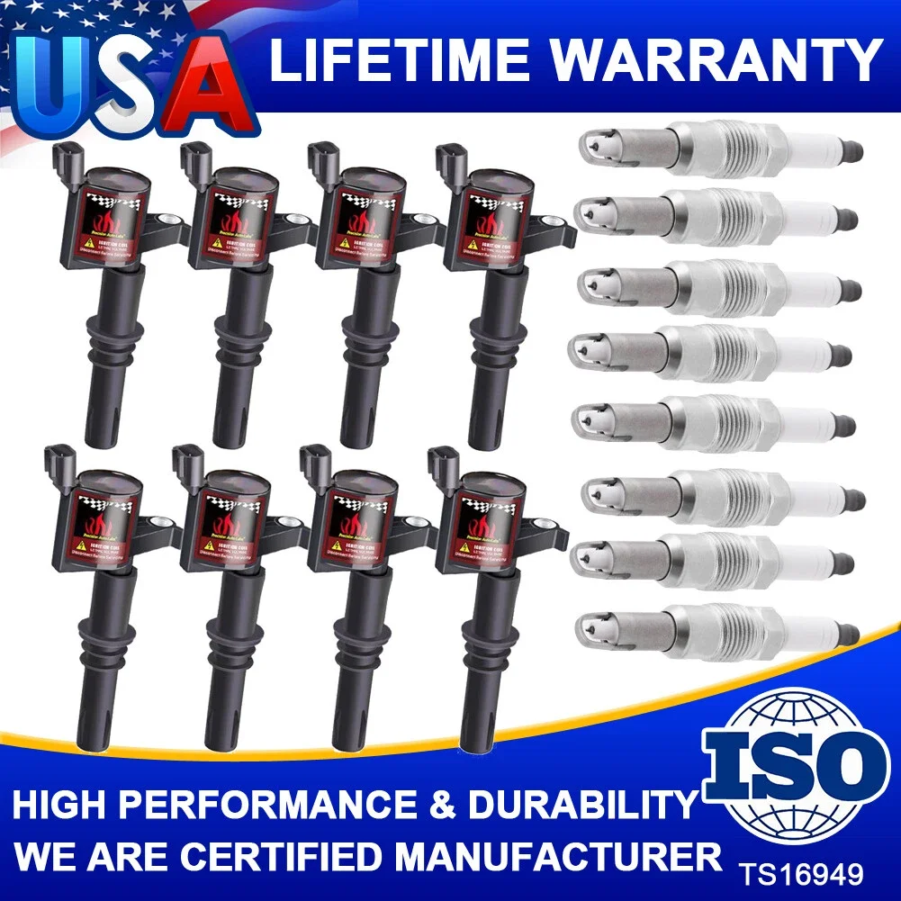 

8 упаковок катушки зажигания и свечей зажигания для Ford F150 Expedition 5.4L 04-2008 3V DG511