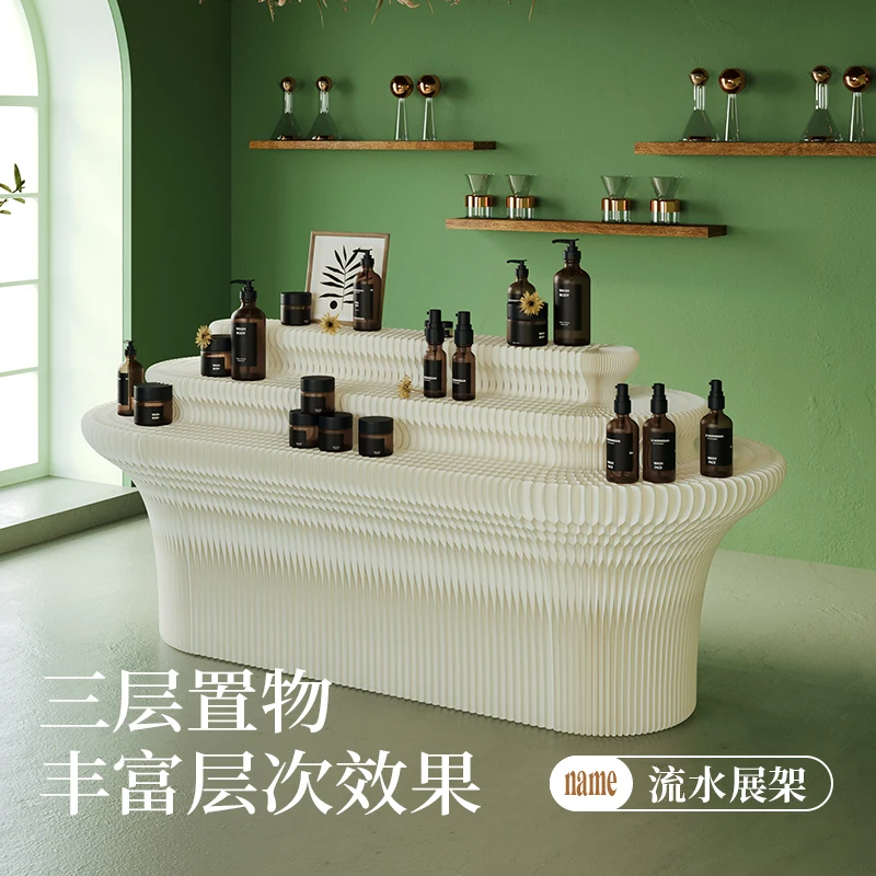 

Folding paper booth, island multi-layer shelf, folding decoration, display rack, creative exhibition stand, art exhibition shelf