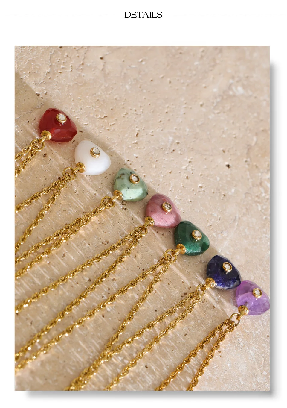 Yhpup New Arrivals Natural Stone Rectangle Triangle Necklace Pendant Exclusive