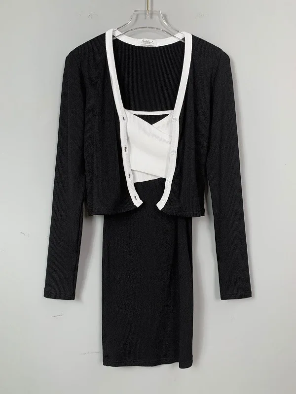 WOMENGAGA-Mini robe coréenne élégante pour femmes, ensemble de mode sexy pour filles d'épices douces, mince et sexy, 3MCK, nouveau, 2024