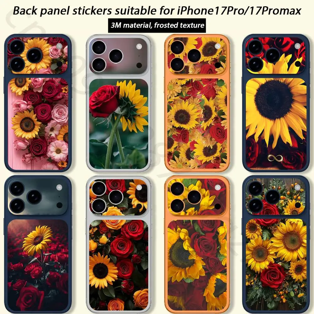 

Rose And Sunflower For iPhone 17 pro Max /17 pro Full Cover Decal Skin Wrap 3D Colorful Rear Protective Sticker Film