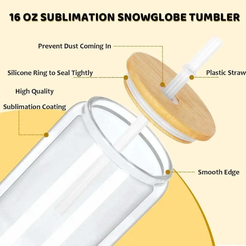 خصم التوصيل المجاني 16 أوقية سنو غلوب بهلوان، 8 عبوات من أكواب زجاجية التسامي المفرومة مسبقًا لـ Glitter Snow Globe Diy، Double W #2