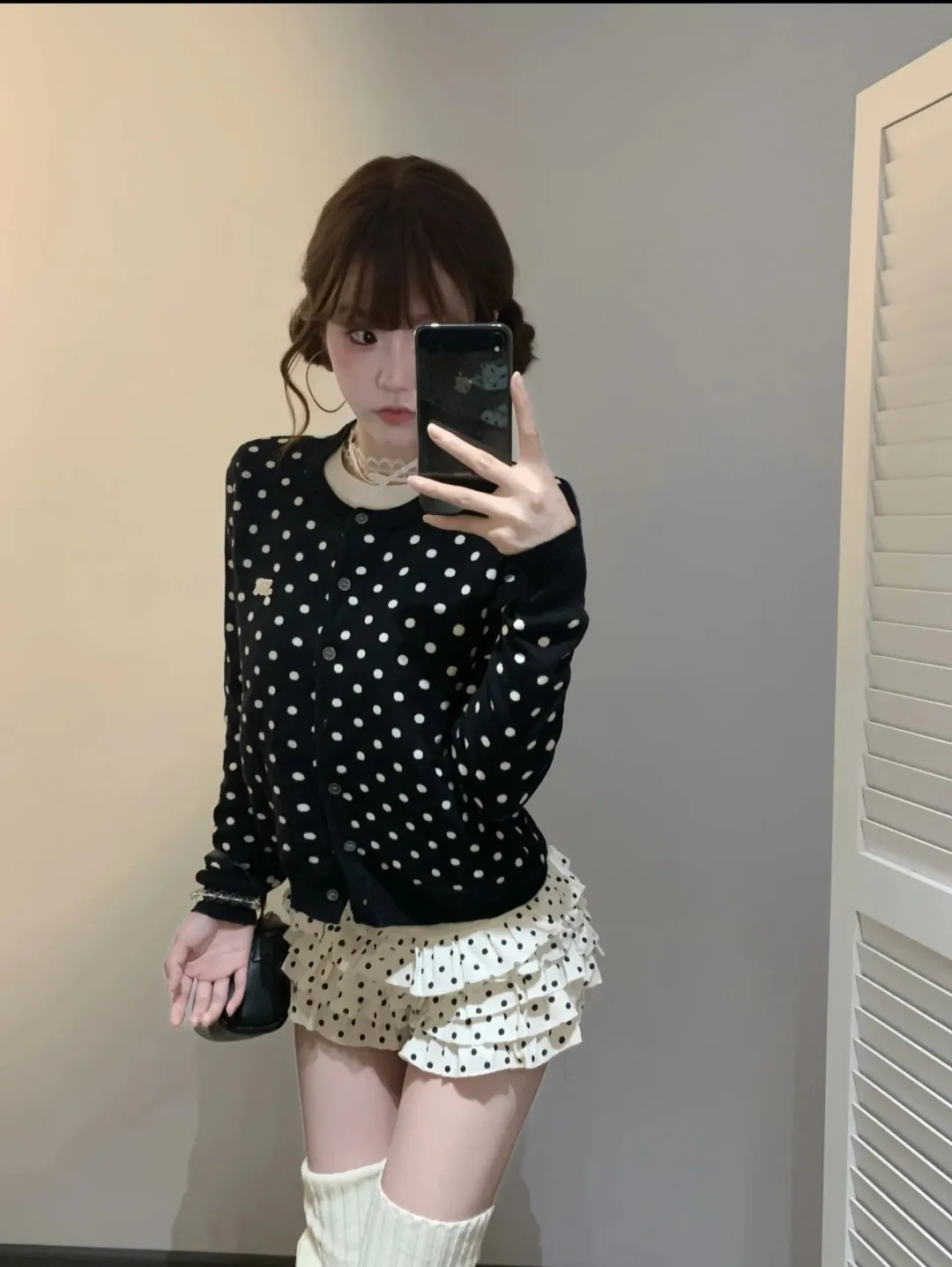 

Retro Korean Polka Dot Knitted Cardigan Top Women's Loose Fit Long Sve Sweet Sle Lazy Faion Breathable Autumn Sweater ...
