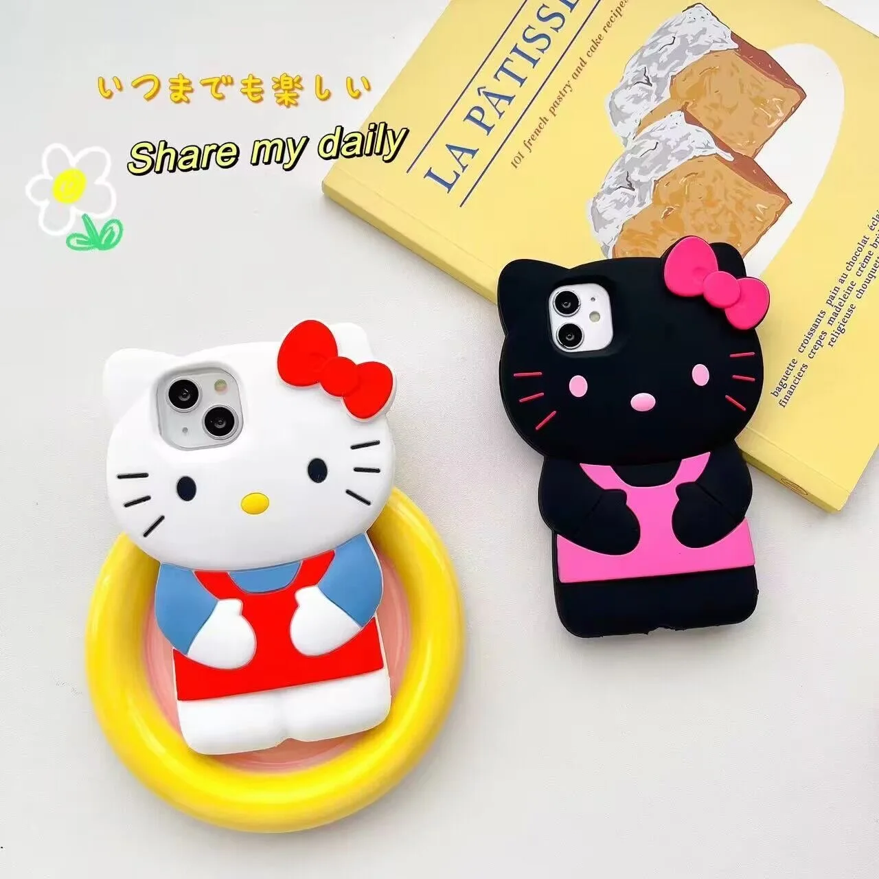 Cute Stereoscopic Hello Kitty Phone Case for IPhone 16 15 14 13 12 11 Pro Max X XR XS MAX Soft Silicone Back Cover Girl Funda