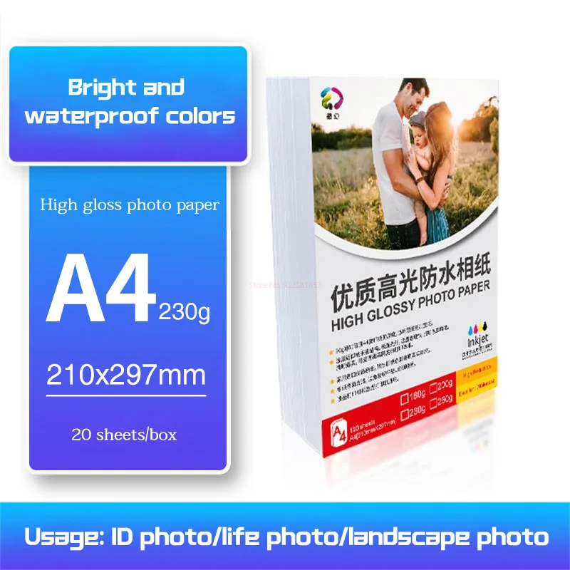 Papel fotográfico brillante 3r/4r/5r/a4, múltiples espesores, colores vibrantes para fotos, resistente al agua, para impresoras de inyección de