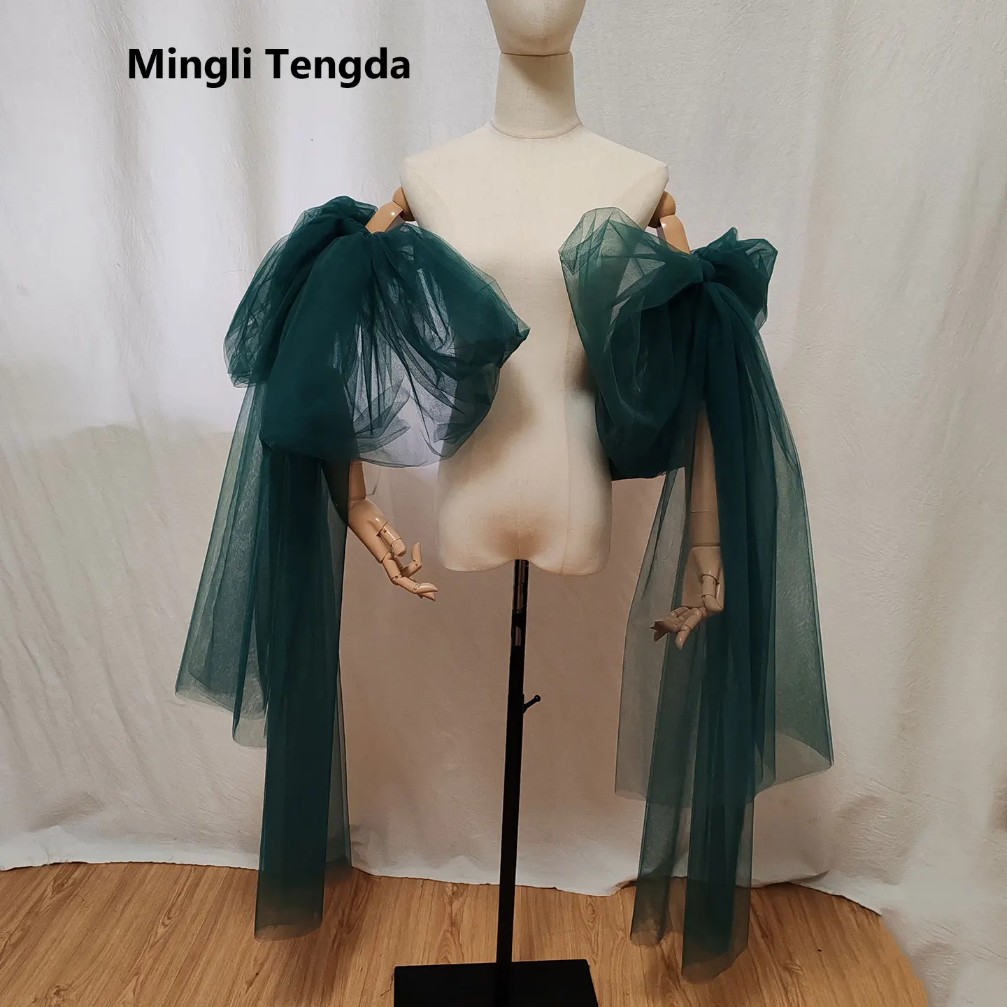 

Свадебные перчатки-рукава Mingli Tengda Big Bow из темно-зеленого тюля, черные свадебные аксессуары, реквизит, разноцветные, на заказ