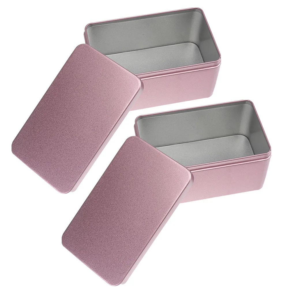 

2pcs Household Tea Box Rectangular Tinplate Storage Jar With Lid Dustproof Sealing Large Capacity Multi-Purpose Tea Organizer