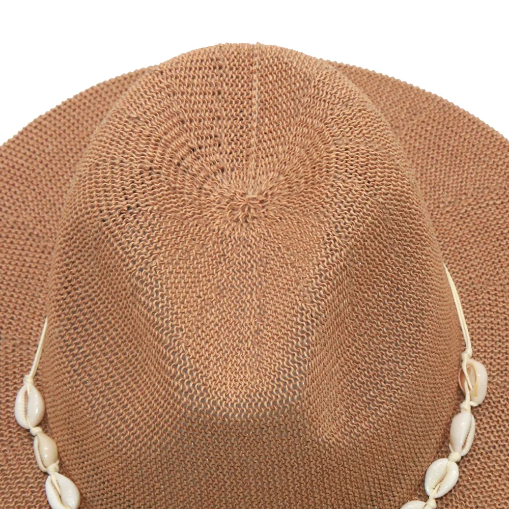 Shell Panama Jazz Hat, Spring Summer Autumn Beach Sun Protection Straw Hat Export