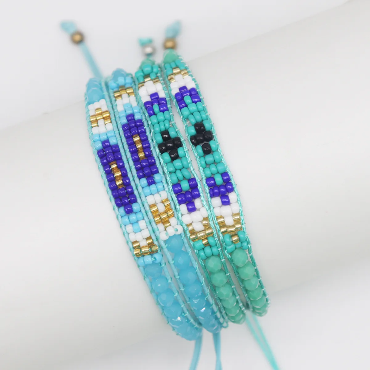 Amazon Hot Sale INS Wax Thread European and American Braided Crystal Bracelet Bohemian Watch Braided Versatile Bracelet