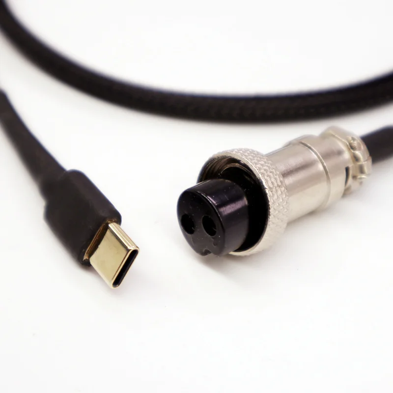 GX16-2 to USB Type-C DC cable Copper Upgrade linear power silver plated version