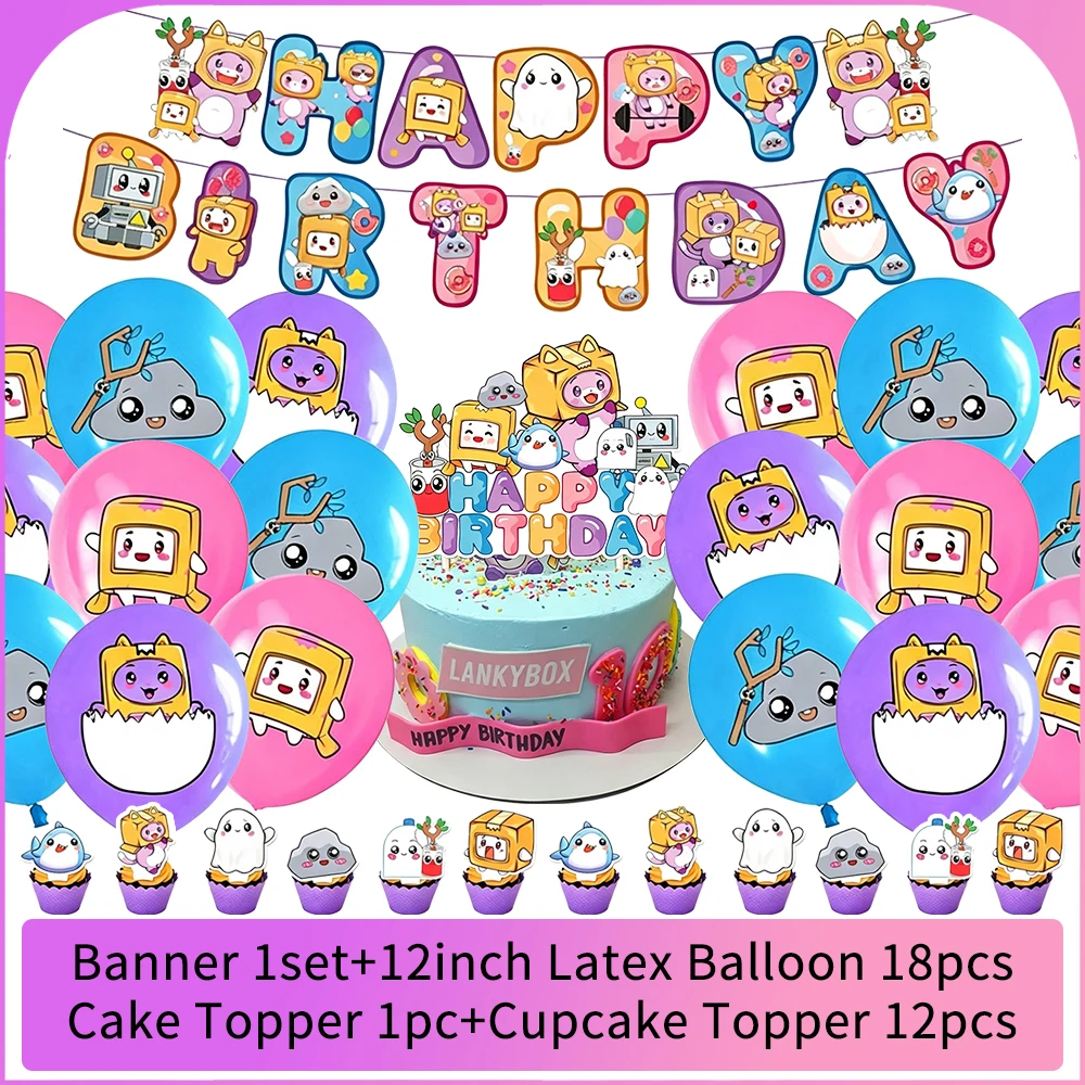 Cute Lankying Boxes Theme Birthday Party Decoration Set