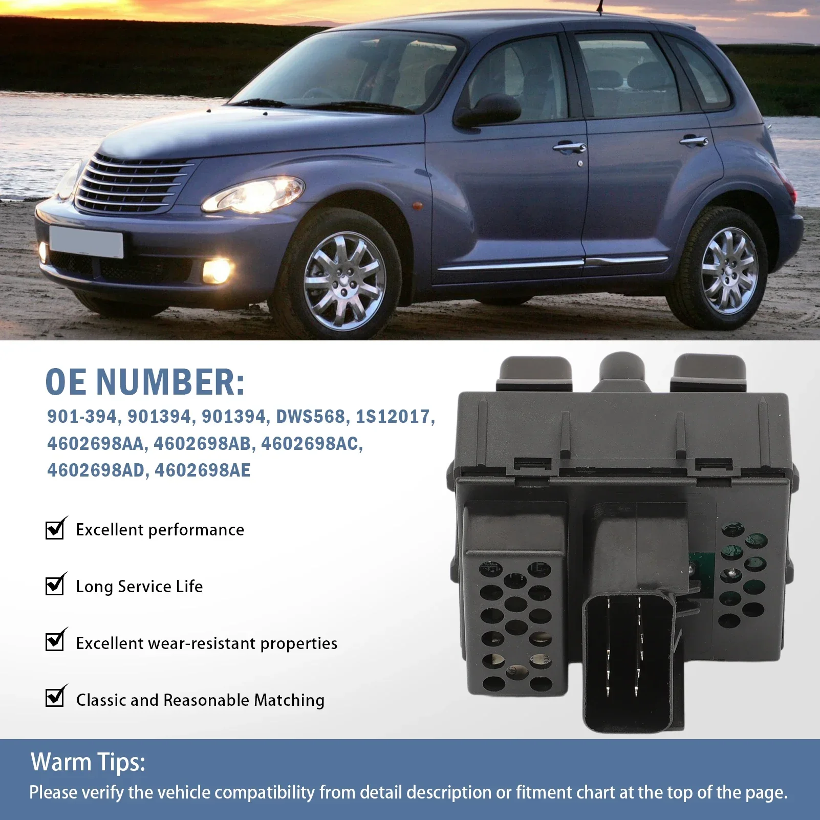 

Power Window Switch for PT Cruiser 2006 2007 2008 2009 2010 Front Driver Side Window Switch 901-394 1S12017 4602698AA