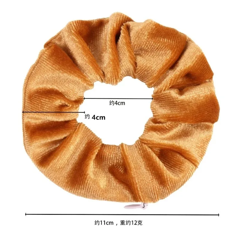 2pcs Fashion Hidden Safe Pocket Hair Scrunchies Retro Zipper Elastic Hair Bands Portable Storage Hair Ties for Keys Cash Jewelry