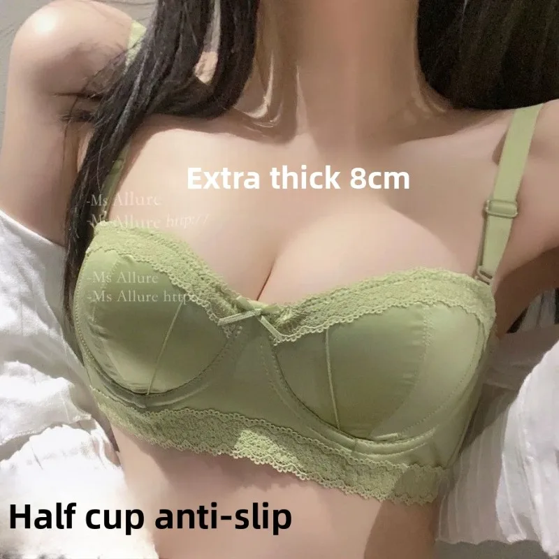 

Нескользящий бюстгальтер пуш-ап без бретелек — максимальная подтяжка 8 см для небольшой груди, бесшовная спина, удобный демистгальтер с глубоким вырезом (чашка AA/A/B)