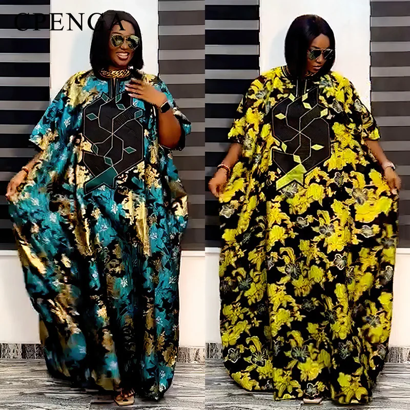 

2023 Print African Bubu Dress for Women Elegant Lady Wedding Evening Party Dresses Plus Size Floral Dashiki Muslim Kaftan Robe