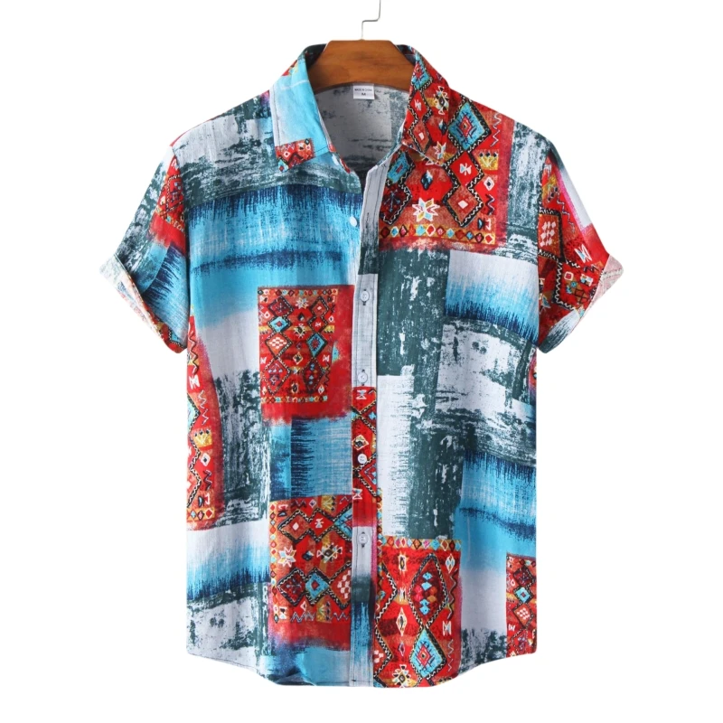 T-shirt Men Shirts High Quality T-shirts Man Short Sleeve Men\'s Clothing Fashion Blouses Social Luxury Hawaiian Cotton Oversize