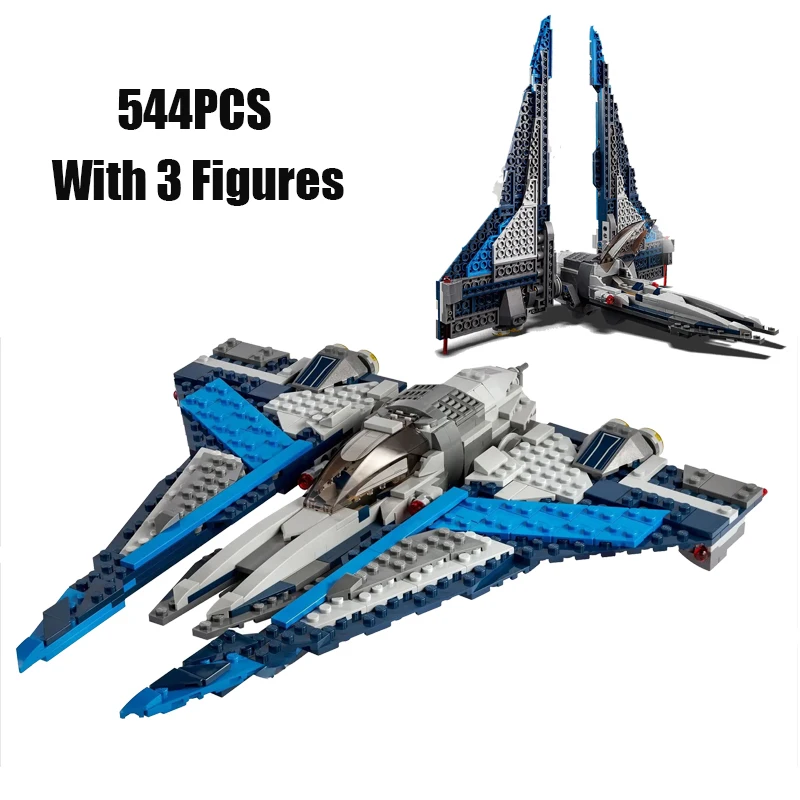 

544 детали, креативный конструктор «Звездолёт Мандалориян», с 3 фигурками, космический корабль, строительные блоки, игрушка, подарок для детей