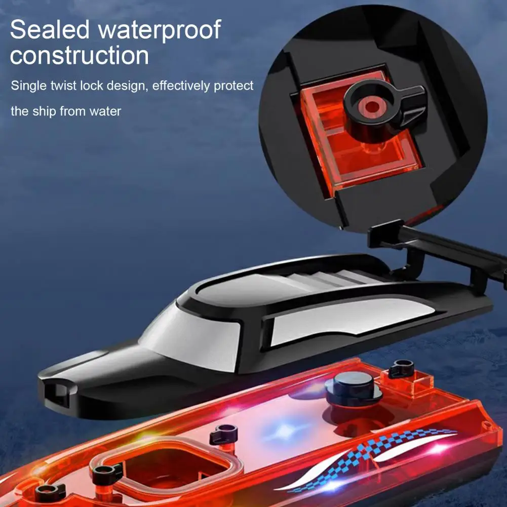 Remote Control Speedboat Electric Remote Control Boat with Colorful Led Lights for Outdoor Activities Waterproof Rc for Kids