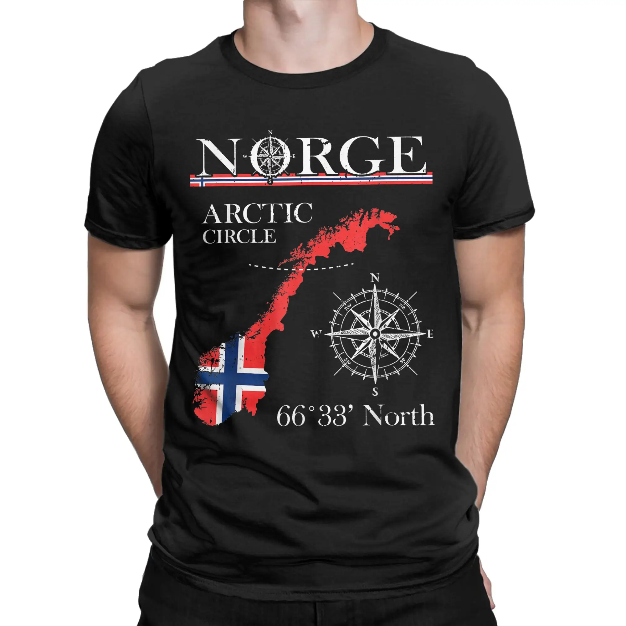Men's Norge Northern Norway Norwegian Flag T Shirts Arctic Circle Pure Cotton Clothes Fashion Short Sleeve Tees Printed T-Shirts