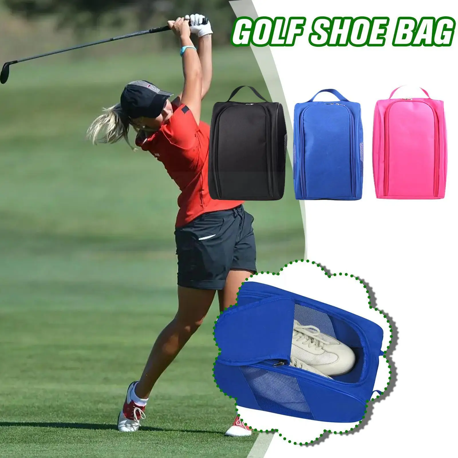 Portable Golf Shoe Bag Oxford Cloth Lightweight Golf Outdoor Color Organization Pouch Pouch Shoe Accessories Sport