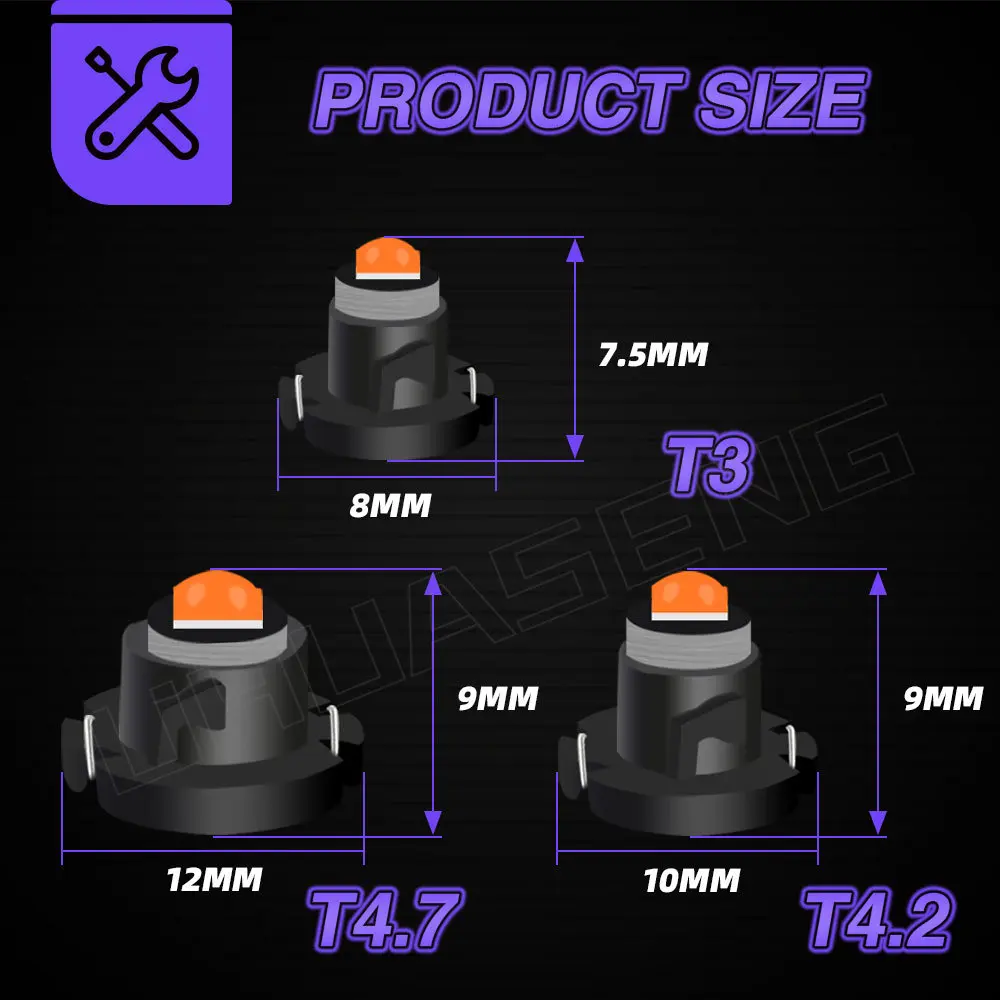 UHUASENG 8 adet T3 Led T4.2 ampul T4.7 enstrüman anahtarı radyo Dashboard Dash göstergesi Panel lambası araba uyarı ışığı beyaz mavi 12V