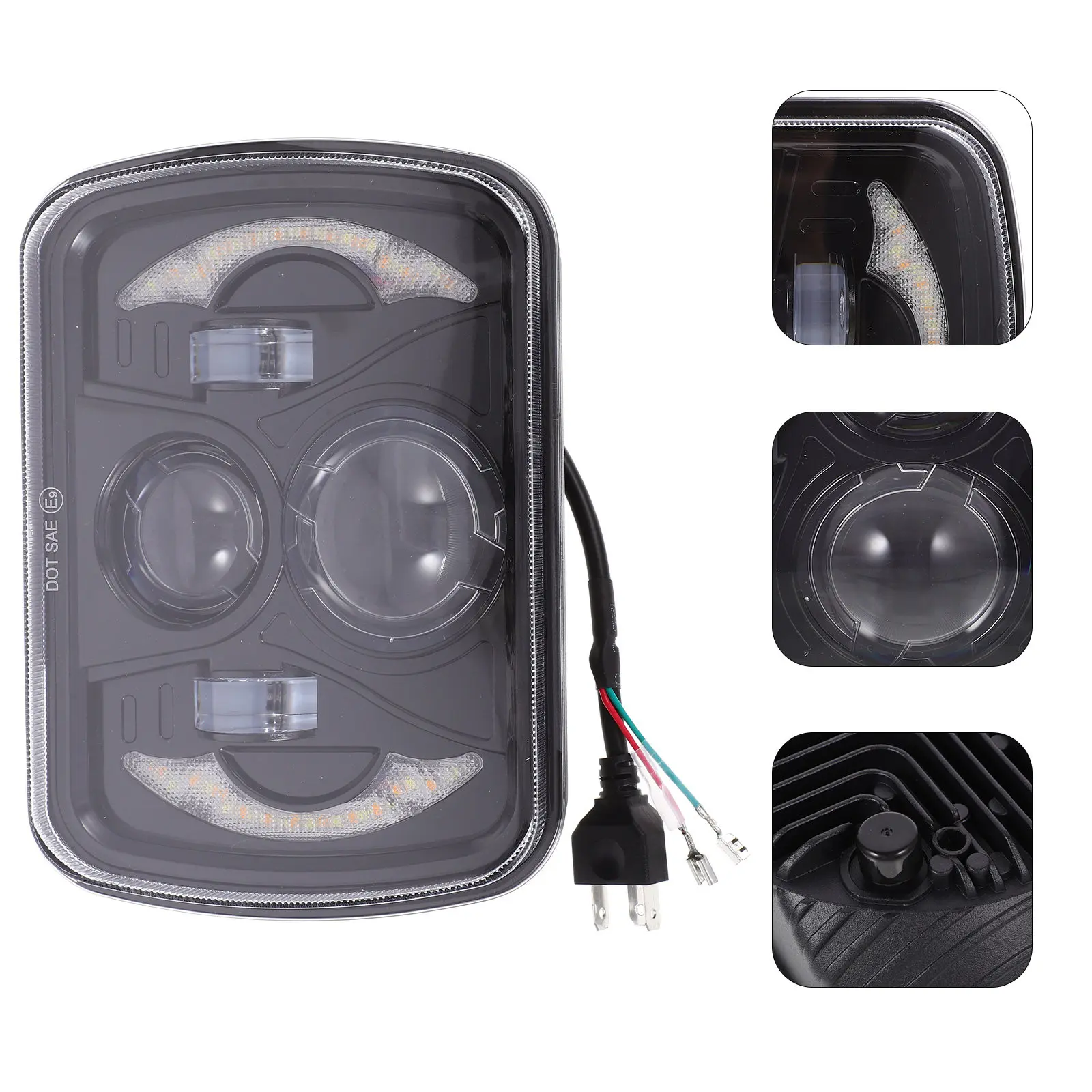 

1Pcs LED Suv Car Truck Waterproof Heavy Efficient 50000Hr Lifespan Day Night Visibility Square Design