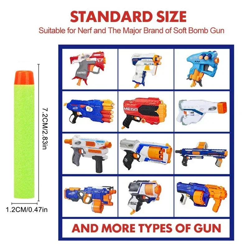 Bala de cabeça redonda sólida verde 7.2cm para brinquedos arma n-strike elite série blasters espuma eva recarga dardos crianças armas de brinquedo acessórios