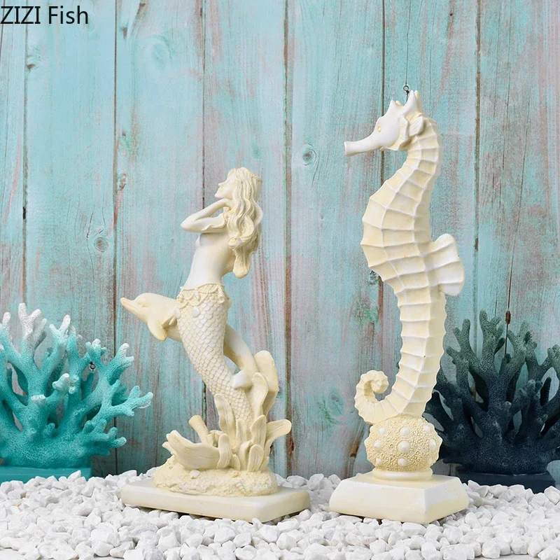 

Mermaid Seahorse Ocean Theme Organism Statue Desk Decoration Resin Crafts Ornaments Room Aesthetics Decor Home Accessories