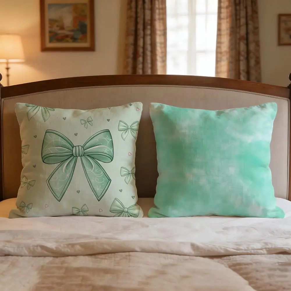 Mint green fresh background Cushion Cover 4Pcs Decorative Covers Soft Cushion Case for Sofa Couch Decor 40x40 45x45 Pillowcases