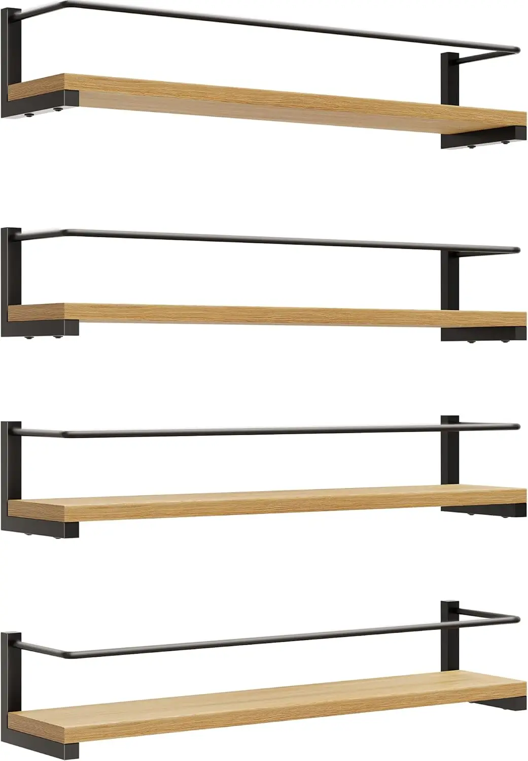 

Spice Rack Wall Mounted, Rustic Wood Hanging Rack for Over The Stove, Kitchen Wall, 4 Pack