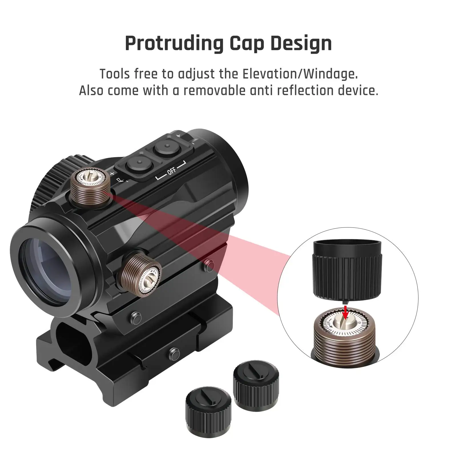 1x22mm 5 MOA Red & Green Dot Monocular telescope with 0.83” Riser Mount Absolute Co-Witness Height for 22mm rail mount