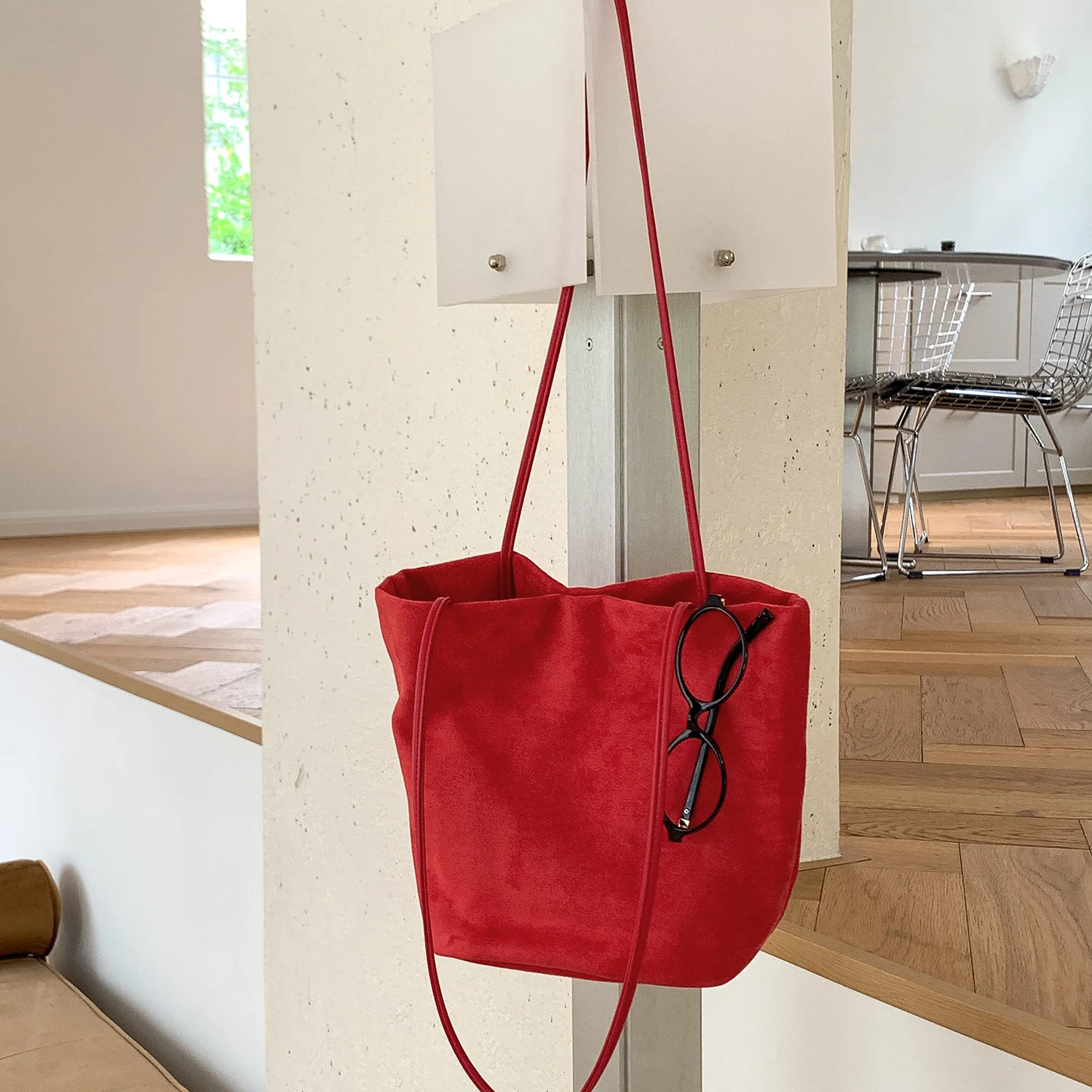 Autumn Winter Faux Suede Bucket Bags Women Trend Casual Fashion Deer Pattern Shoulder Bag Elegant Lady Exquisite Underarm Bag