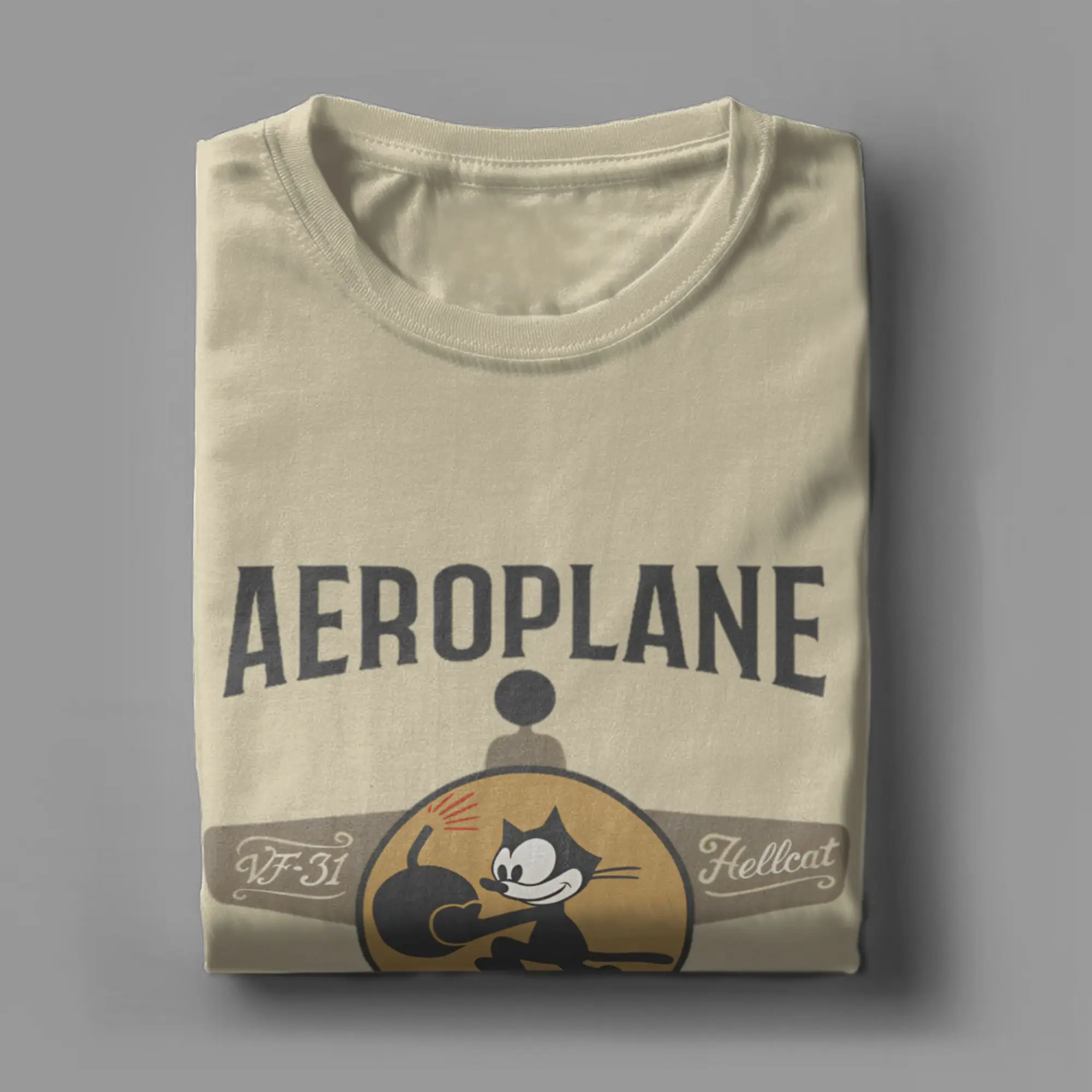 Felixing Flugzeug VF-31 Katze T-Shirt Männer Vintage Reine Baumwolle T-shirts O Hals Kurzarm T Shirts Geschenkidee Kleidung