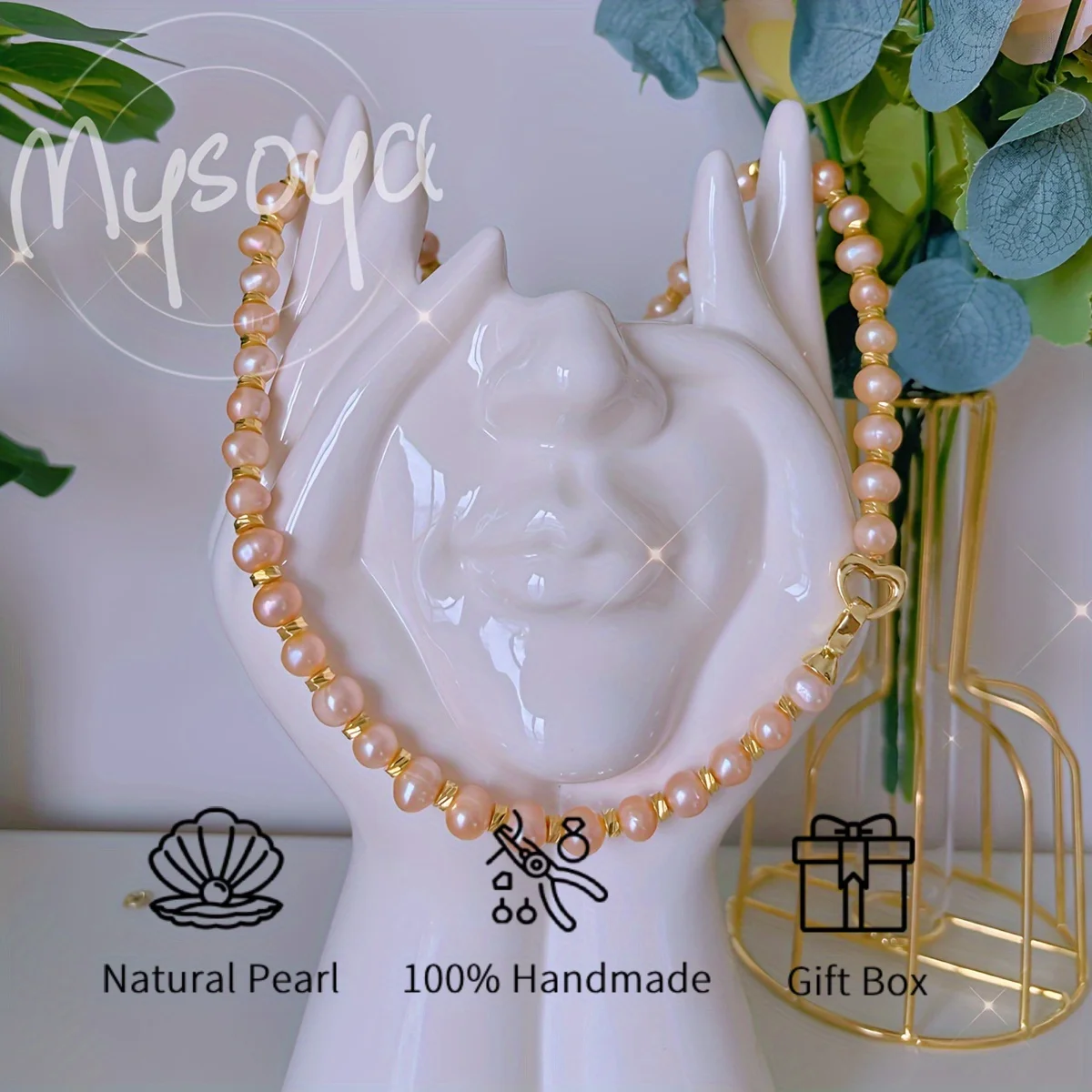 

MYSOYA 8-9 мм розовый пресноводный жемчуг ожерелье унисекс ювелирные изделия несколько размеров подарочная коробка идеальный подарок на свадьбу, день рождения, Рождество
