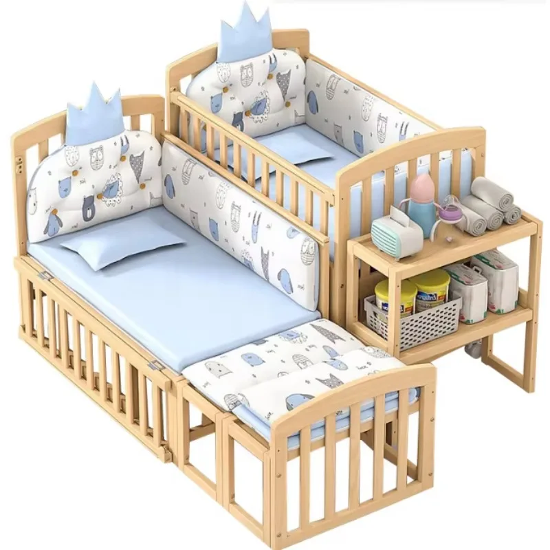 5in 1 multi-function crib with closet and storage space for 0-12 years extended crib