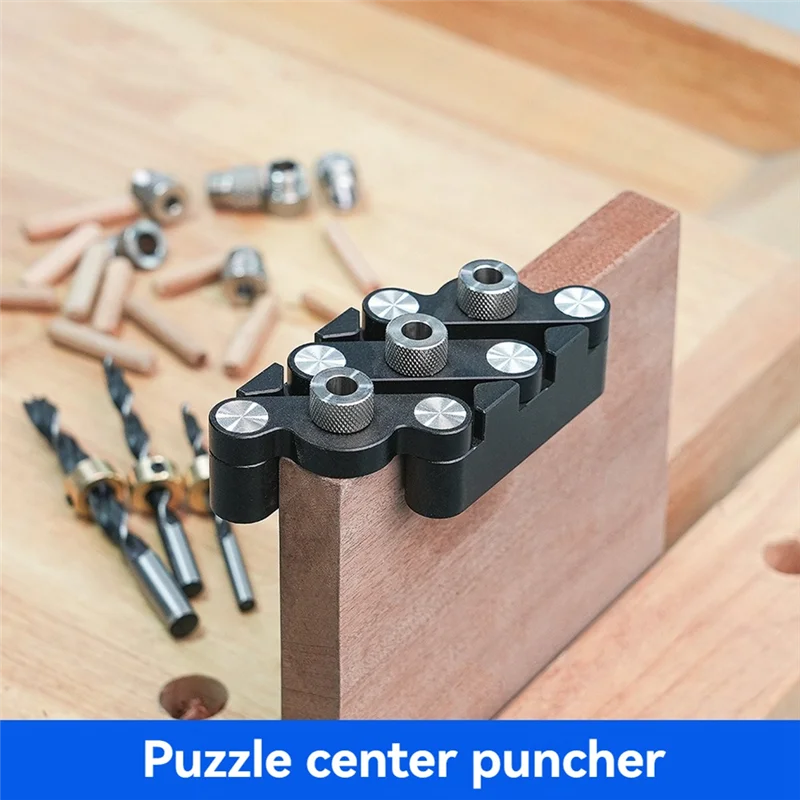 

A96I-Woodworking Punch Locator Round Wood Tenon Self-Adaptive Centering Punching Furniture Puzzle DIY Wood Pin Vertical Hole
