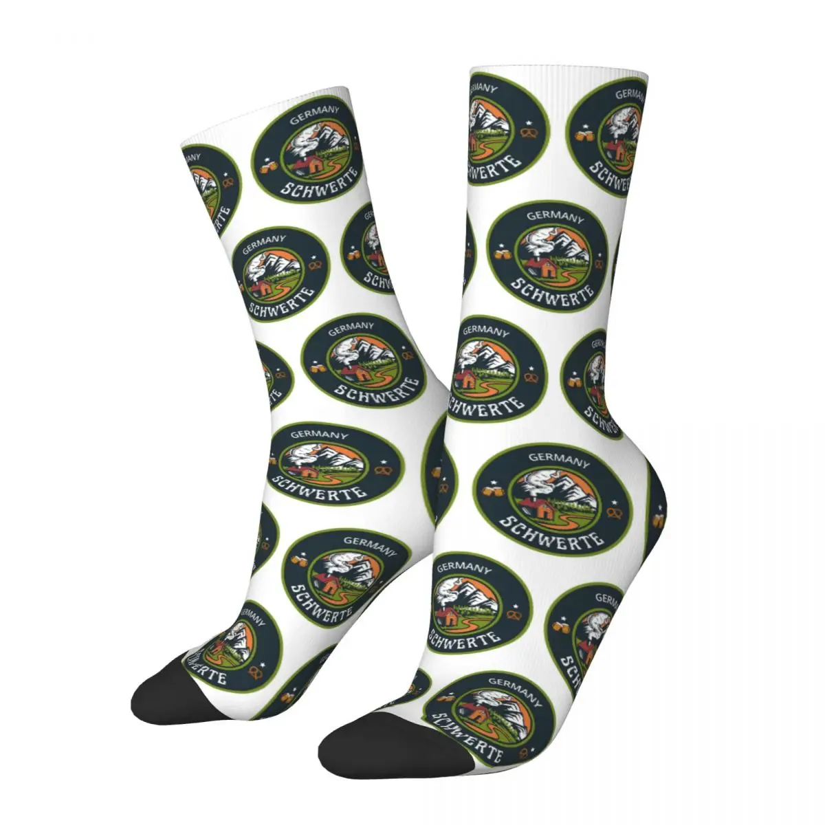 Schwerte Germany Green Emblem Socks Harajuku High Quality Stockings All Season Long Socks Accessories for Unisex Christmas Gifts