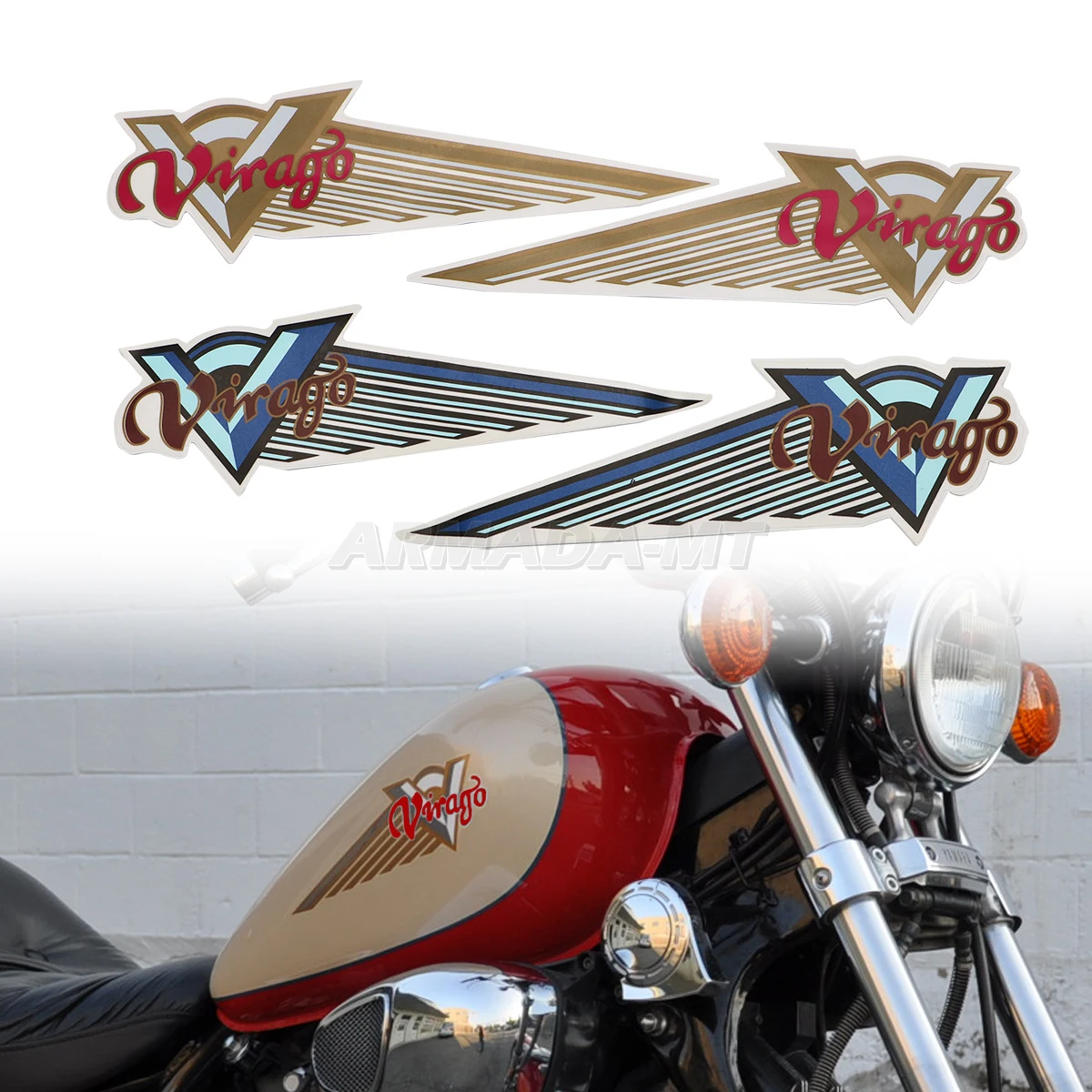 For Yamaha Virago XV125 XV250 XV400 XV 500 700 750 920 1000 1100  Motorcycle Tank Emblem Badge Sticker Decals Fuel Gas Pad Decal