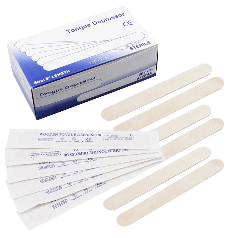 10/30/50/100PCS Disposable Tattoo Tongue Depressor Body Waxing Tools   Wooden Body Hair Removal Stick Individually Packing