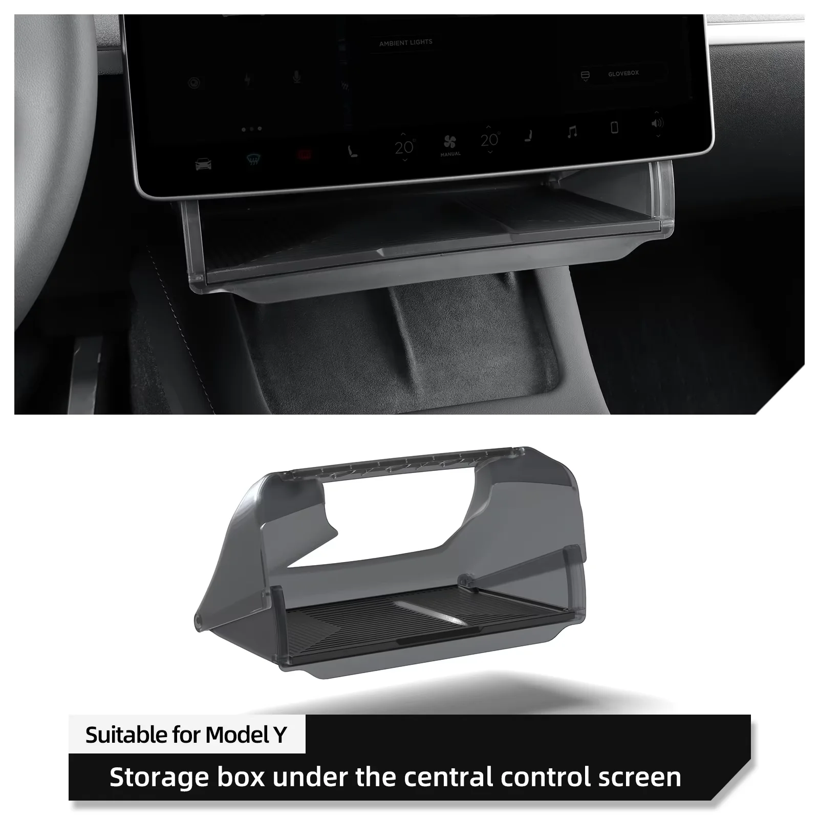 For Tesla Model Y 2021-2024 Car Storage Box Hidden Storage Organizer Case Tray Under The Central Control Screen - view 6