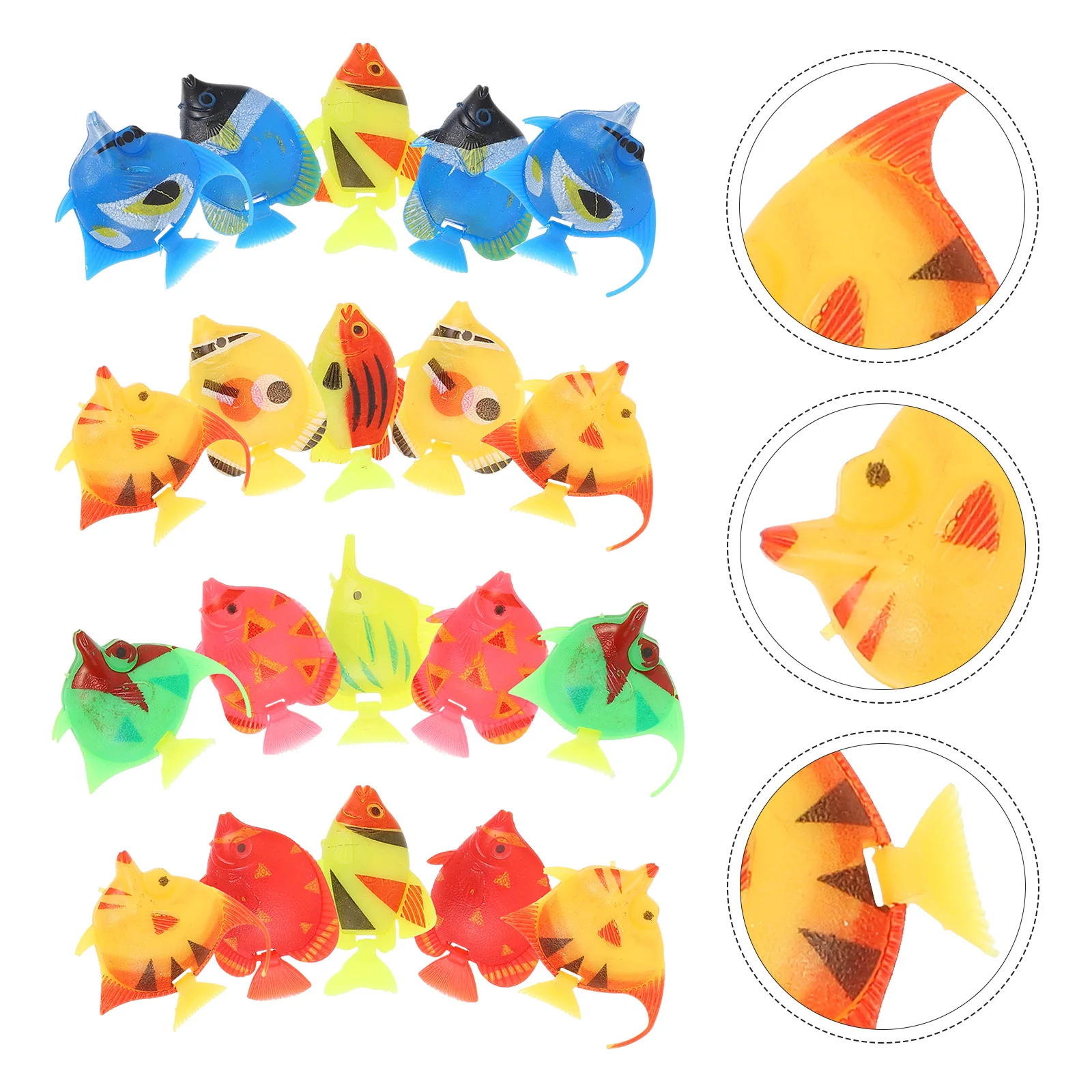 

20pcs Artificial Floating Fishes Mini Tropical Goldfish for Aquarium Decor Plastic Fake Fish Tank nament Lifelike Kids Toy