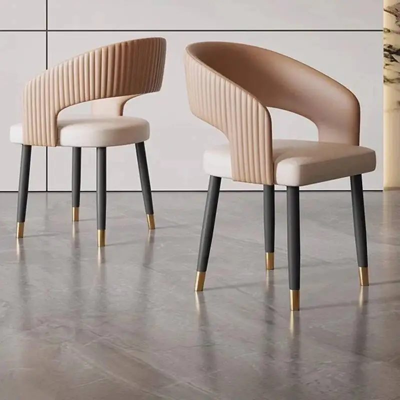 European Luxury Dining Chairs Waiting Ergonomic Bedroom Hotel Leather Chairs Restaurant Balcony Office Cadeira Home Furniture