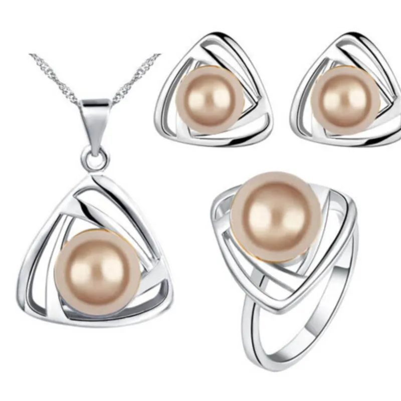 simulated Pearl pendant Necklace Earrings ring fashion Jewelry sets accessories dropshipping new arrival Brand bridal girl